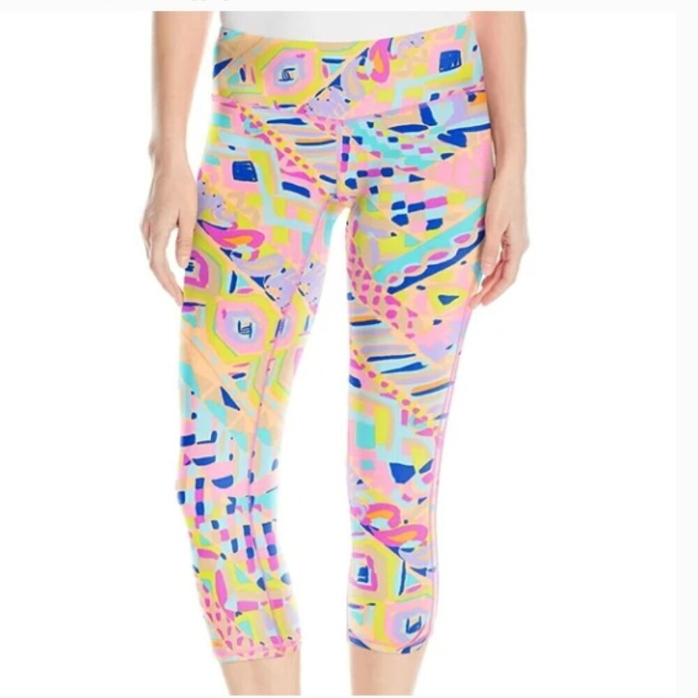 Lilly Pulitzer Luxetic UPF 50+ Weekender Cropped MuPlantain Party leggings large
